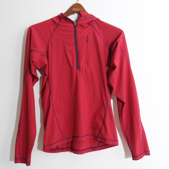 Rab Aurora Pull On Pullover Soft Shell Quarter Zip Hoody Lightweight Red Size XS - Picture 1 of 13